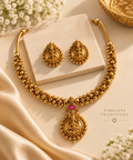 Lakshmi Temple Heritage Choker Set – Gold-Tone Floral Jewellery