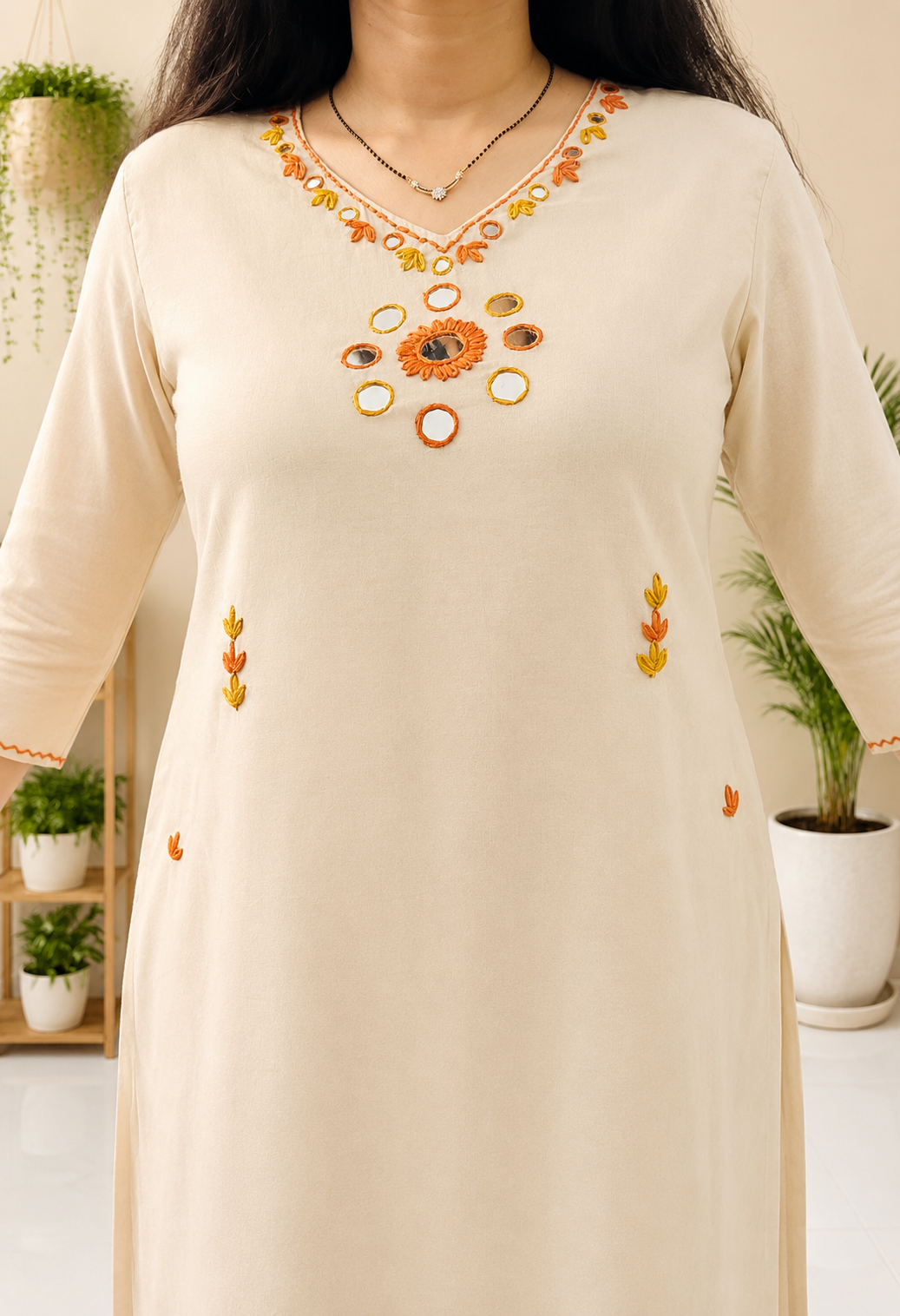 Ivory Scallop Border Suit Set