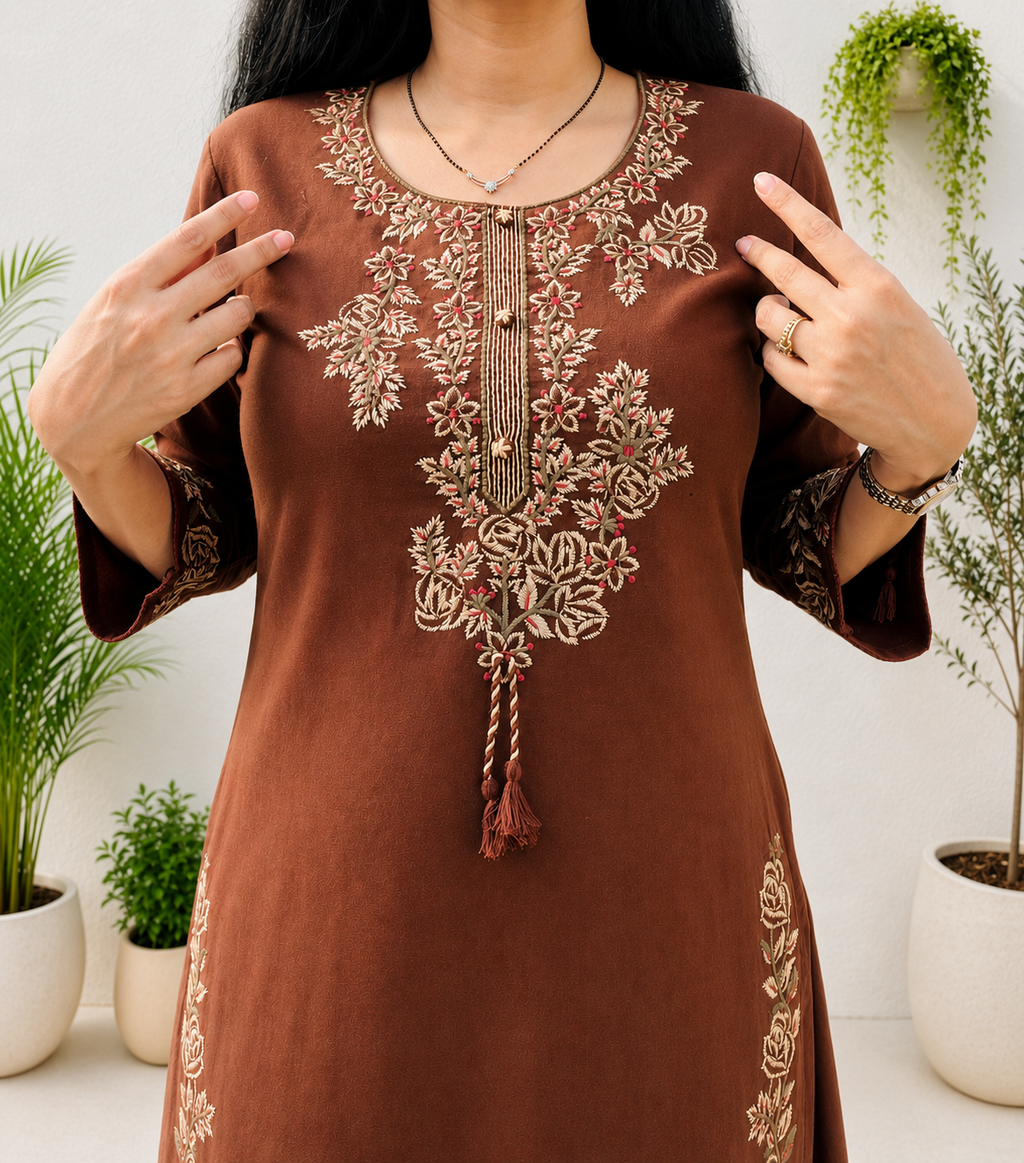 Cocoa Bloom Embroidered Suit