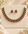 Ruby Emerald Teardrop Necklace Set – Gold-Tone Jewellery