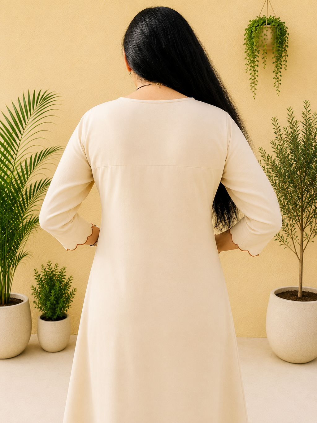 Ivory Scallop Border Suit Set