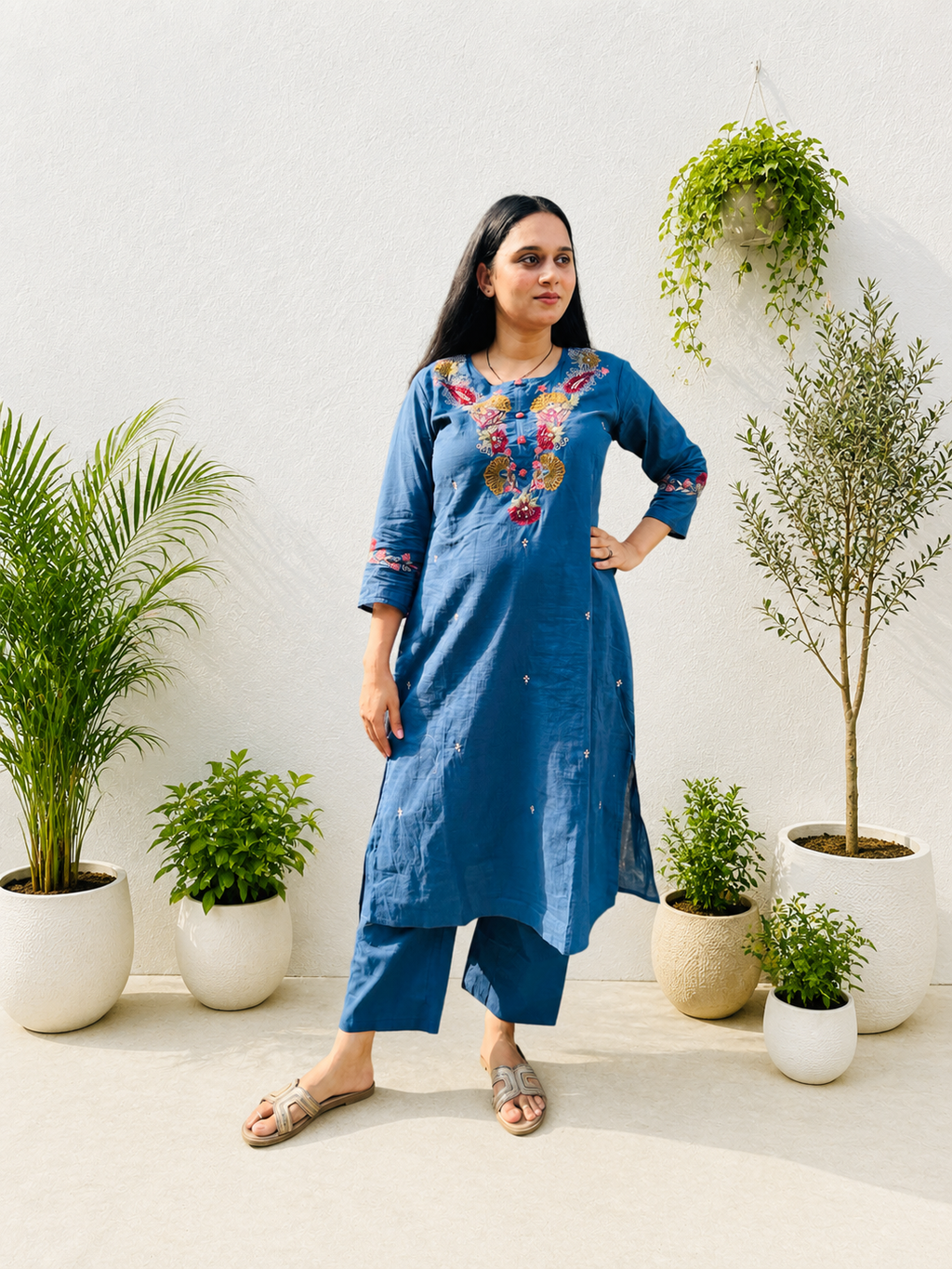 Bluebell Grace Embroidered Cotton Suit