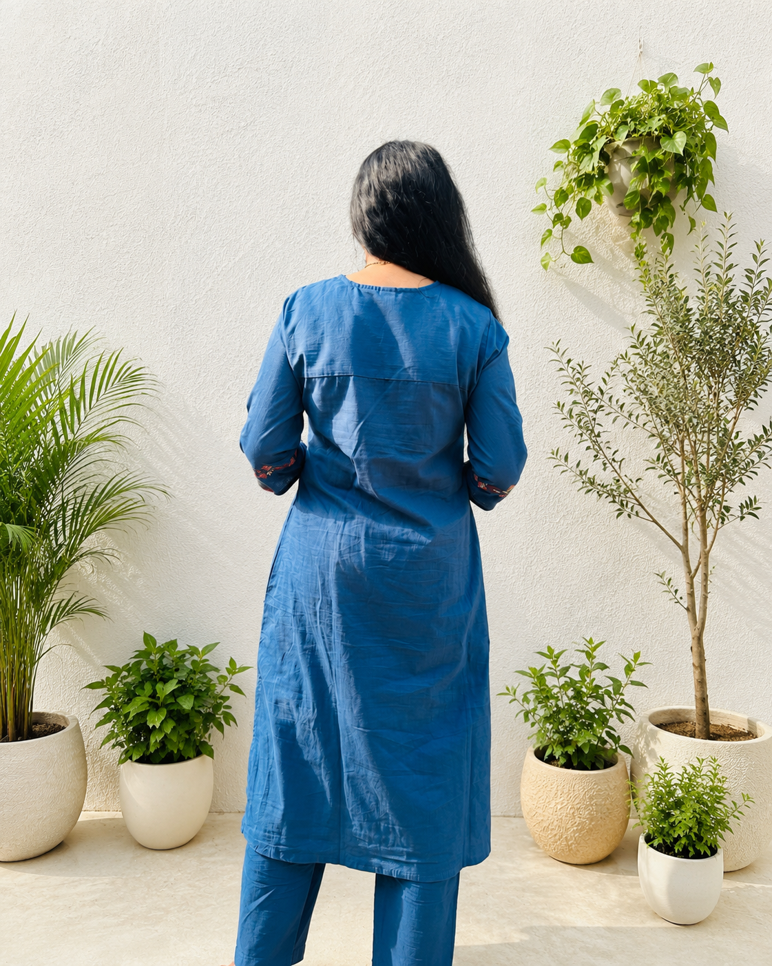 Bluebell Grace Embroidered Cotton Suit