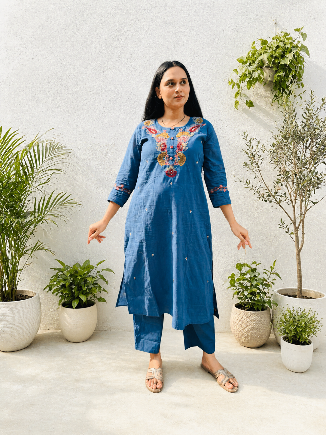 Bluebell Grace Embroidered Cotton Suit