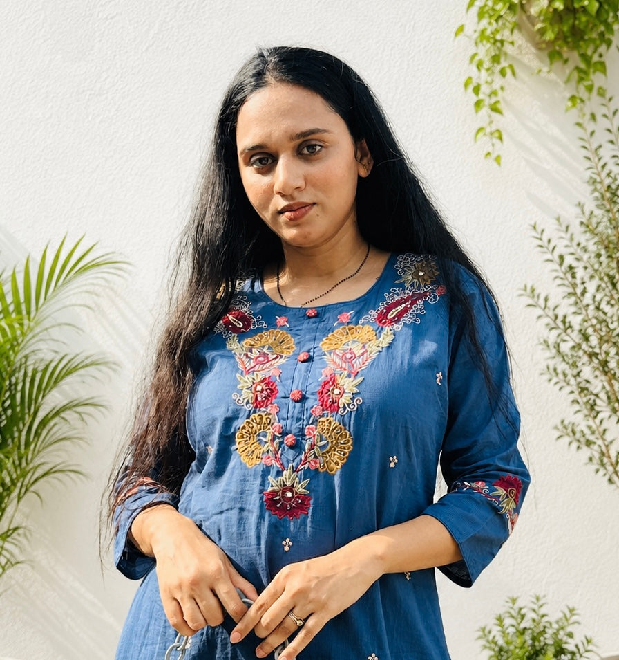 Bluebell Grace Embroidered Cotton Suit