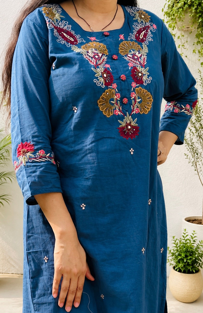 Bluebell Grace Embroidered Cotton Suit